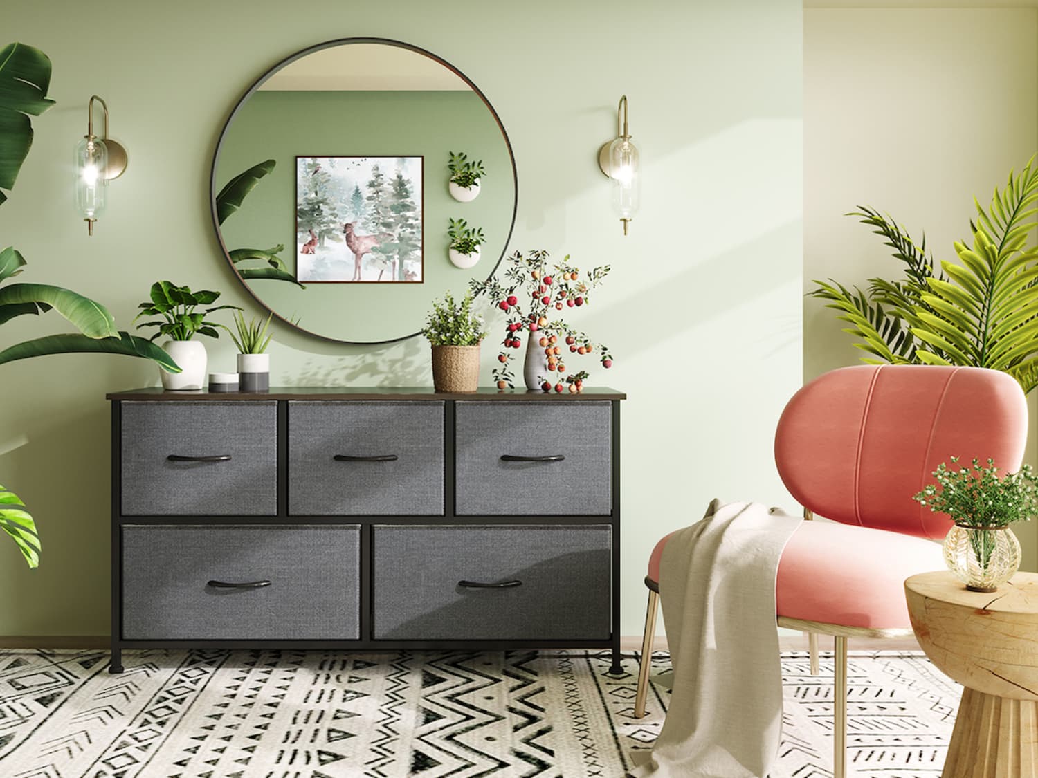 WLIVE Dresser for Bedroom with 5 Drawers, Wide Chest of Drawers