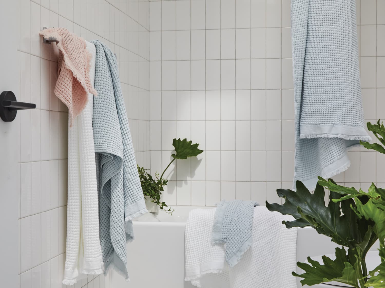 Linen Hand Towel Waffle Stonewashed Heavy Linen Bathroom 