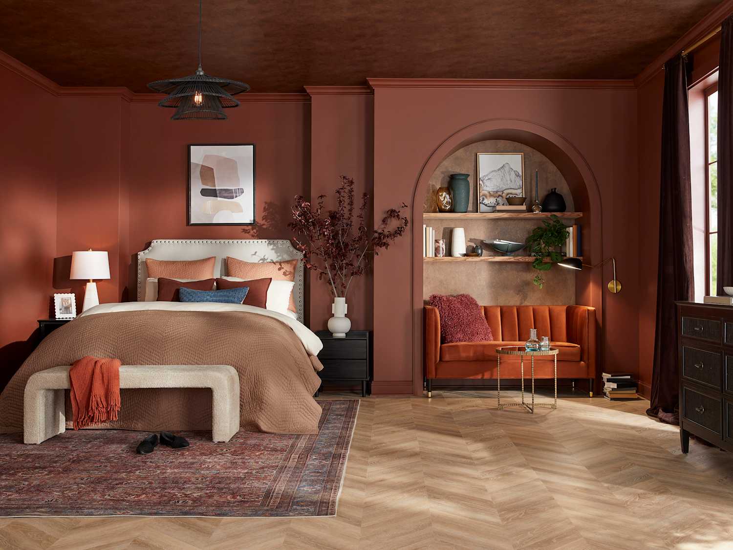 Glidden Warm Mahogany Paint On Bedroom Walls