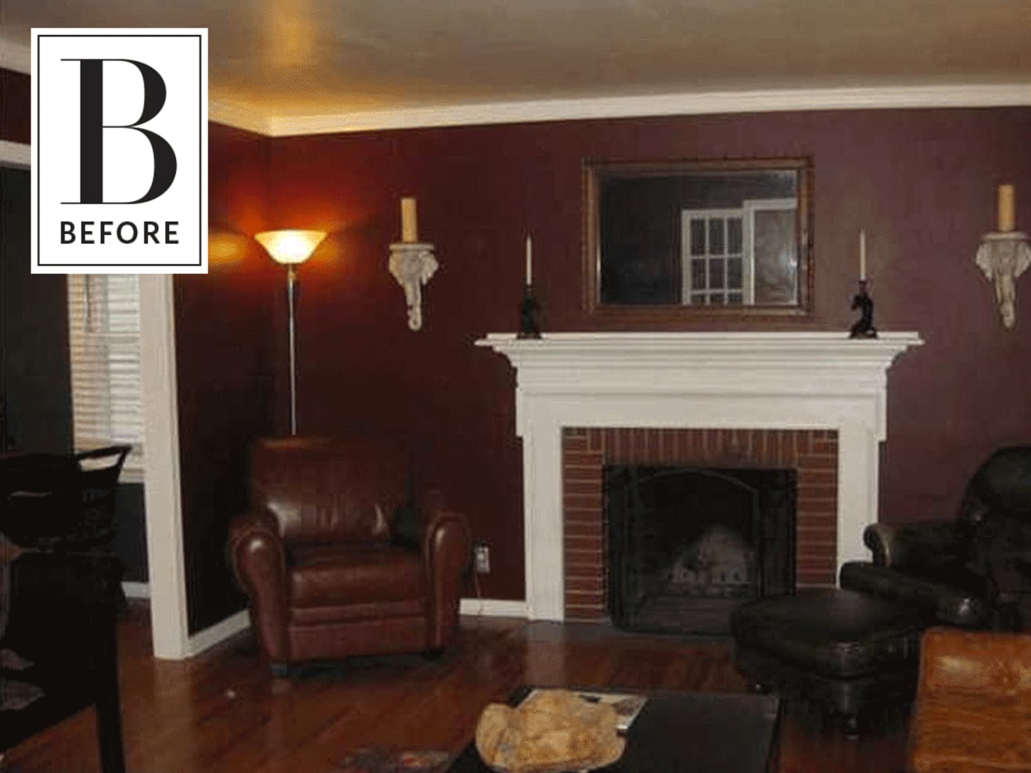 Before and After A Dark Maroon Living Room s Bright Awakening