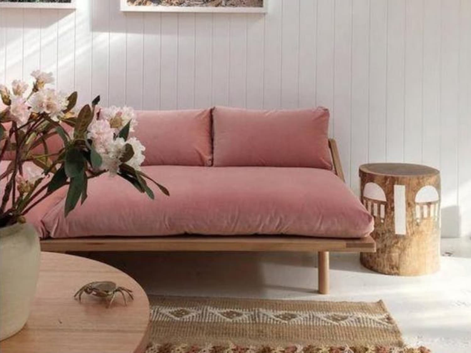 Dusty pink sales velvet sofa