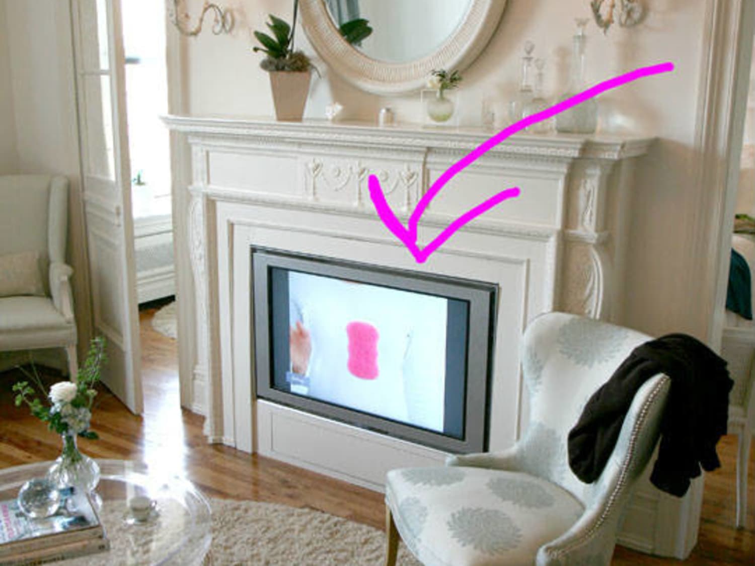 Table with 2025 tv inside