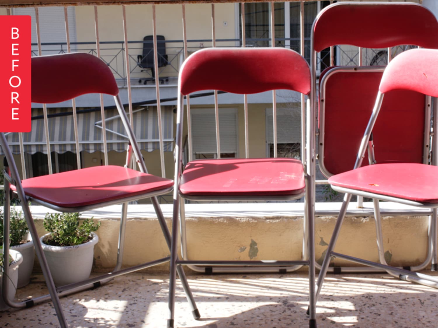 Before After Folding Chairs Go From Boring to Balcony Ready Apartment Therapy