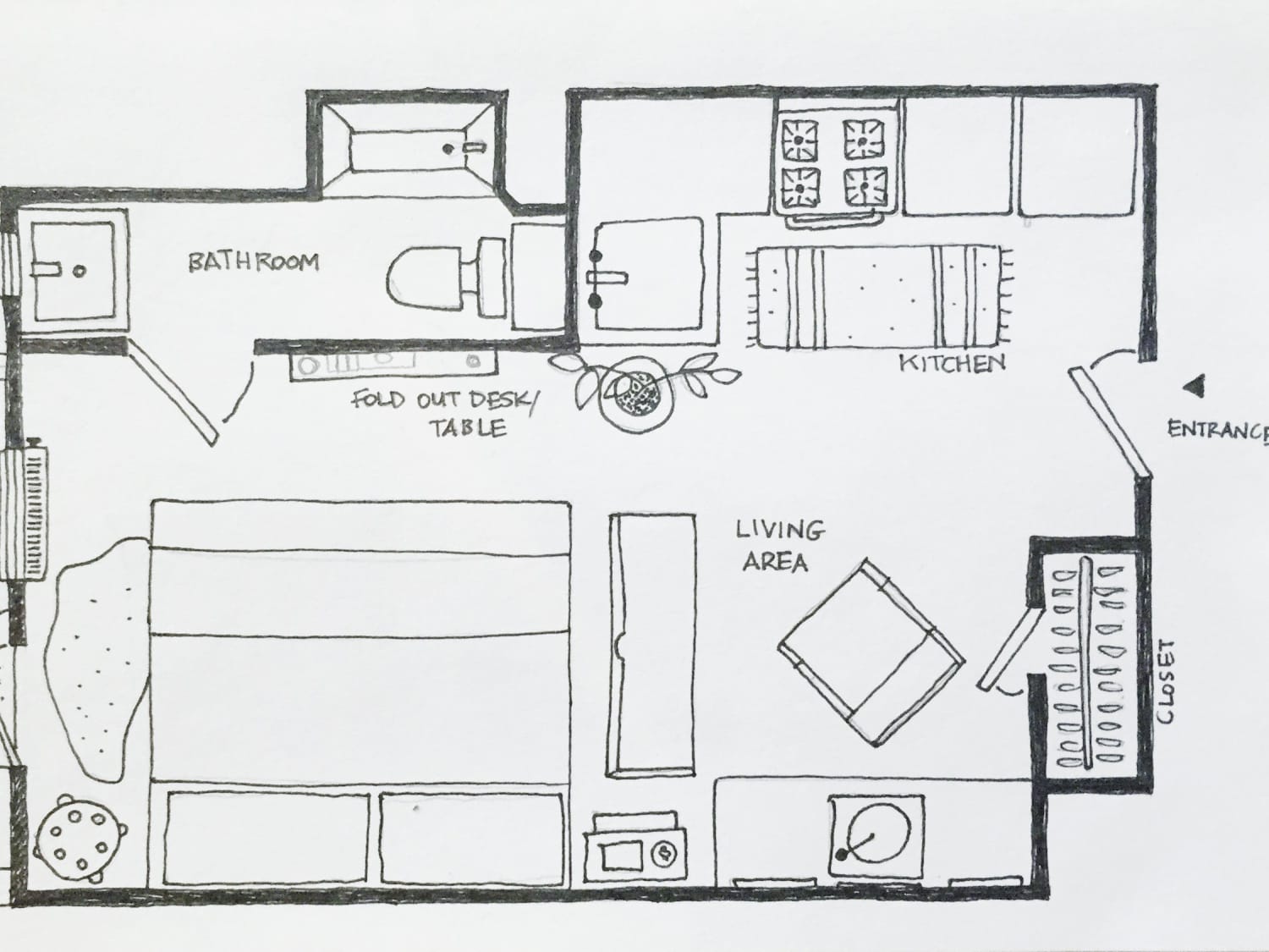 Studio apartment layout new arrivals