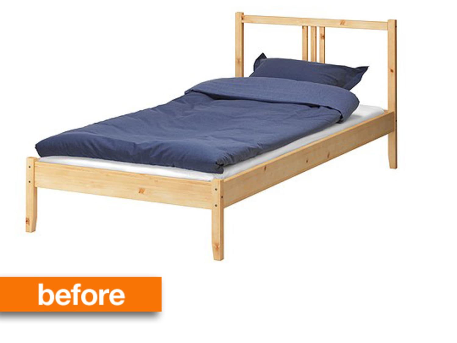 Before After Simple IKEA Wooden Bed Frame Gets a Luxe
