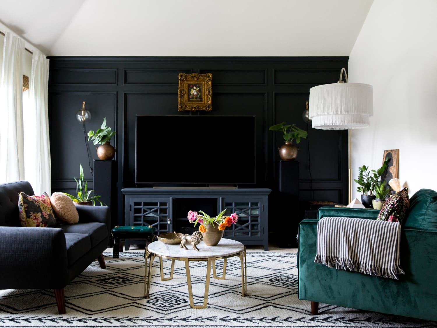 Wall decor store around mounted tv