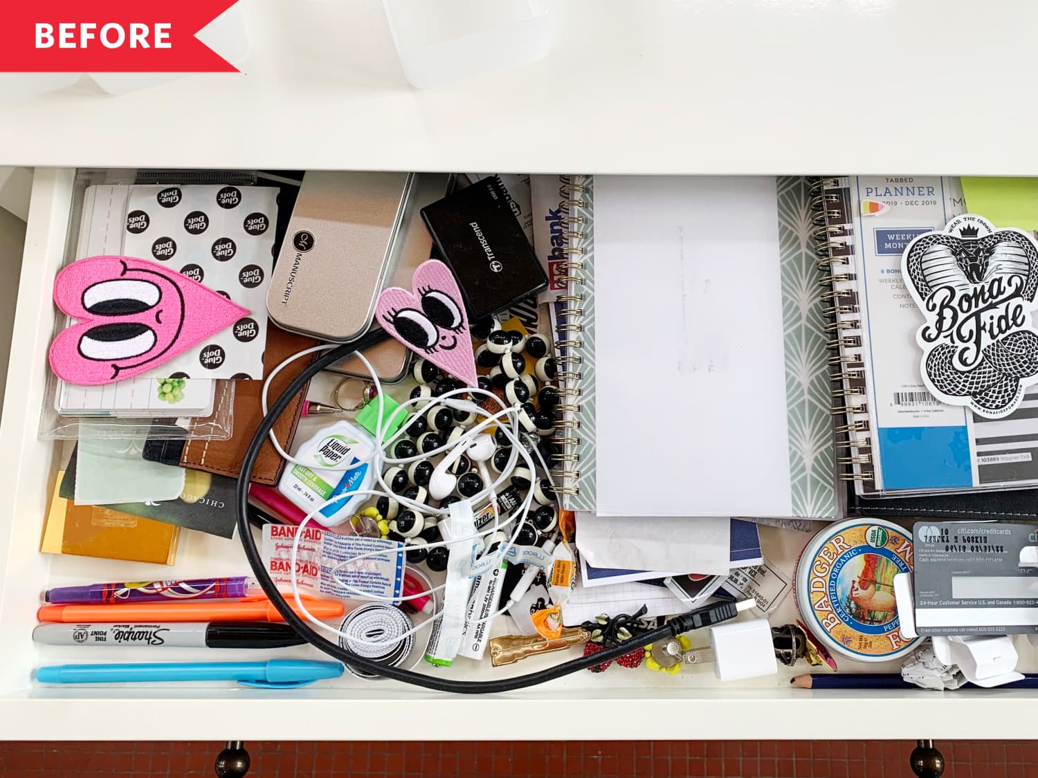 Before and After The Power of Inexpensive Desk Drawer Organizers