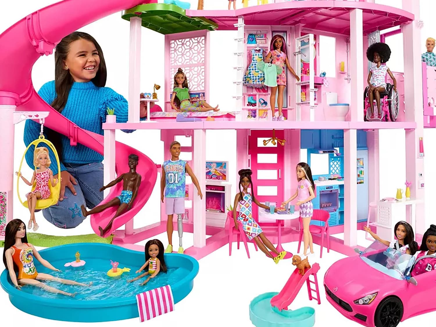 Barbie Dream House Doll House with many dolls and stuffs ( see in