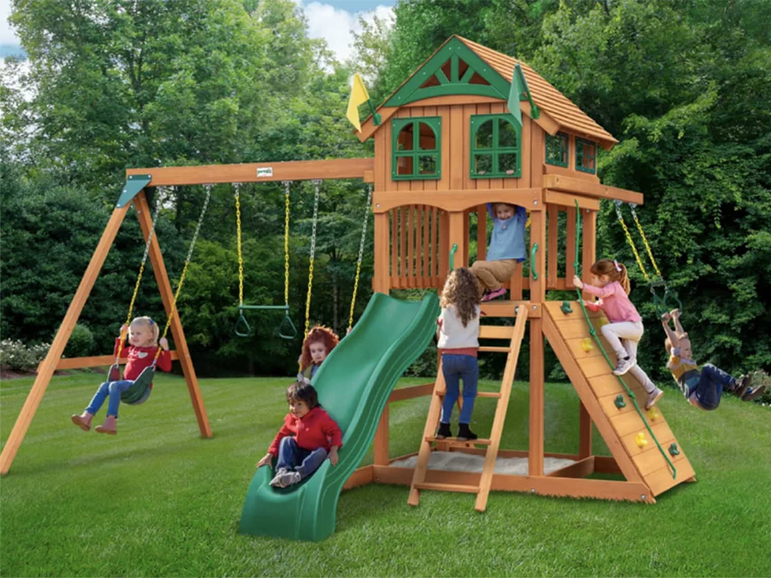 Best wooden swing 2024 and slide set