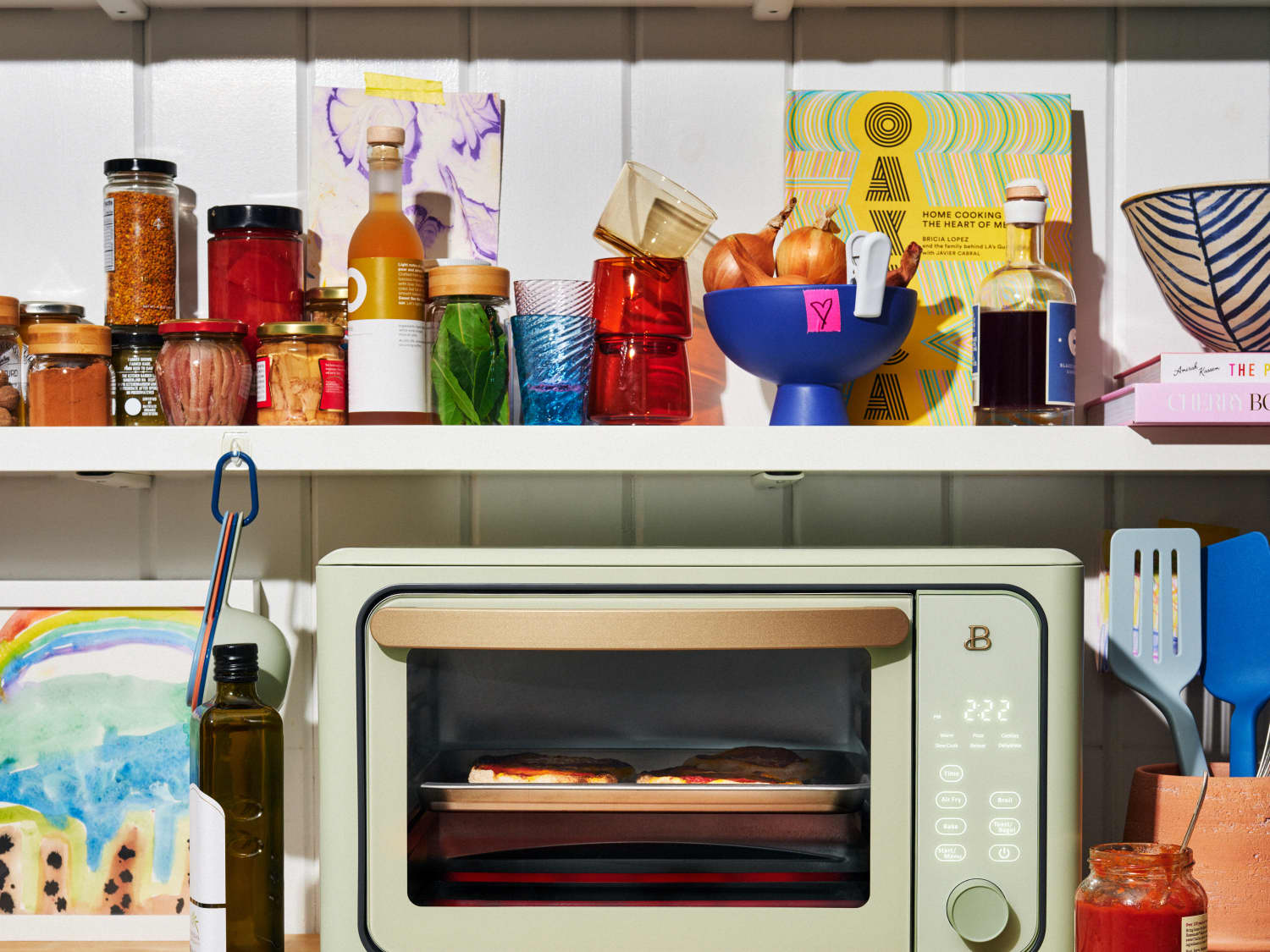 Beautiful 6 Slice Touchscreen Air Fryer Toaster Oven, White Icing