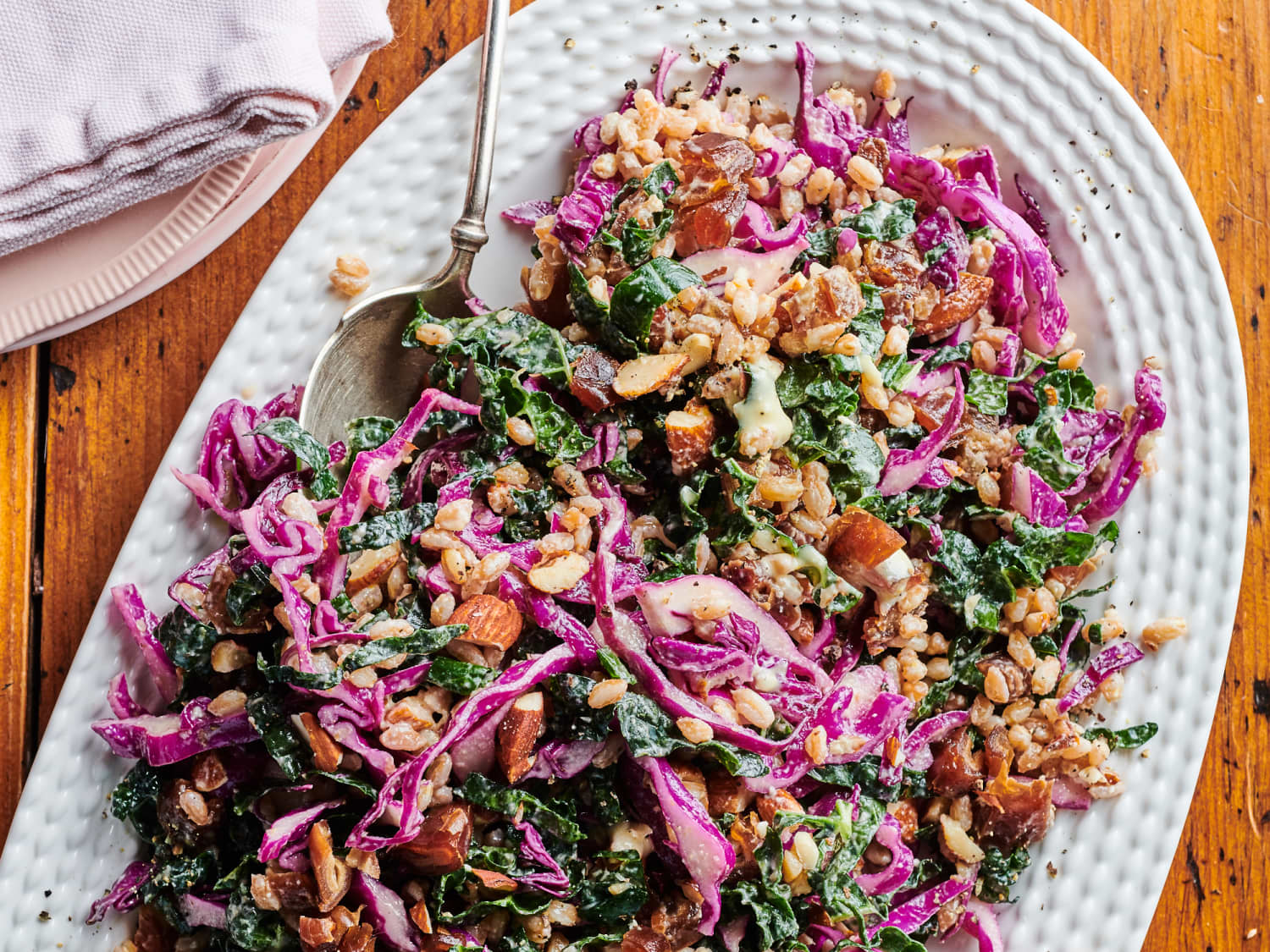 Crunchy Cabbage Slaw With Farro Pecorino And Dates Kitchn