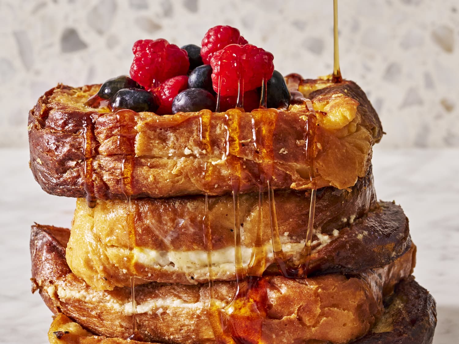 Sheet pan french toast with whipped lemon ricotta and juicy