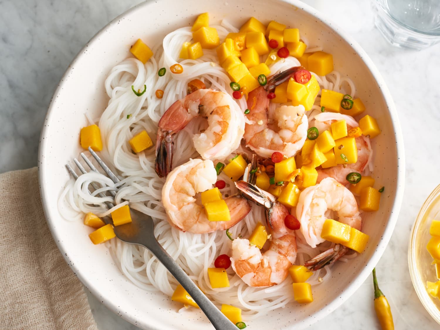 Cold Coconut Rice Noodles With Poached Shrimp Mango And Thai Chile Kitchn