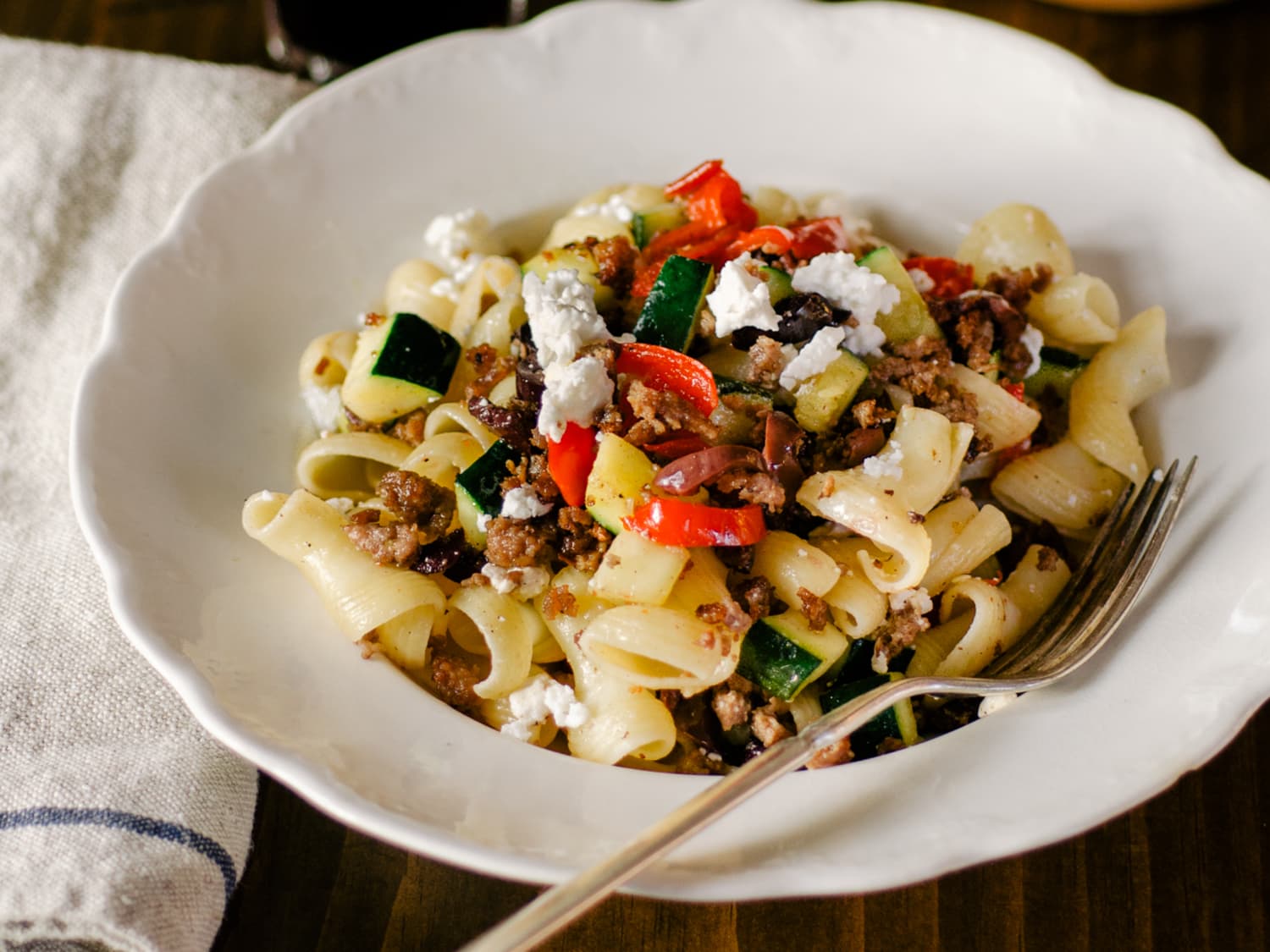 Quick Dinner Recipe Greek Pasta With Lamb Zucchini And Feta