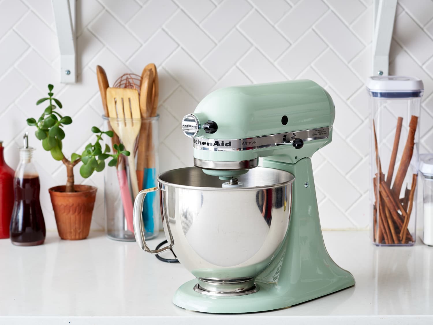 KitchenAid pistachio, mint, light green, pastel kitchen utensils