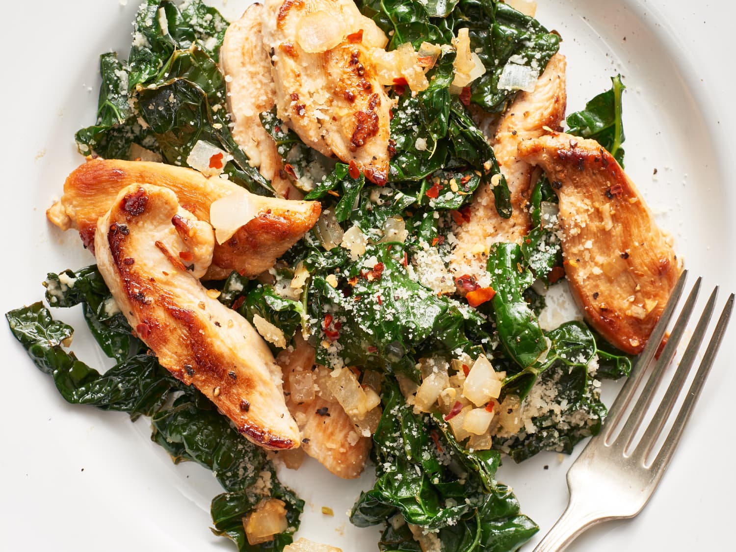 parmesan chicken and kale saute