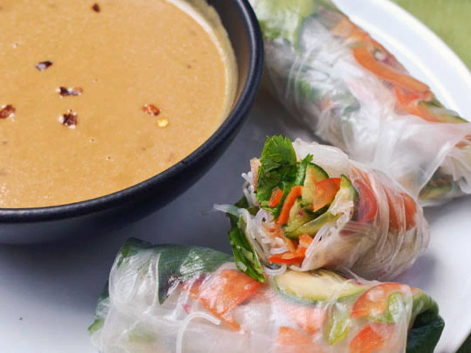 How To Make Vietnamese Spring Rolls Summer Rolls with Spicy Peanut Sauce