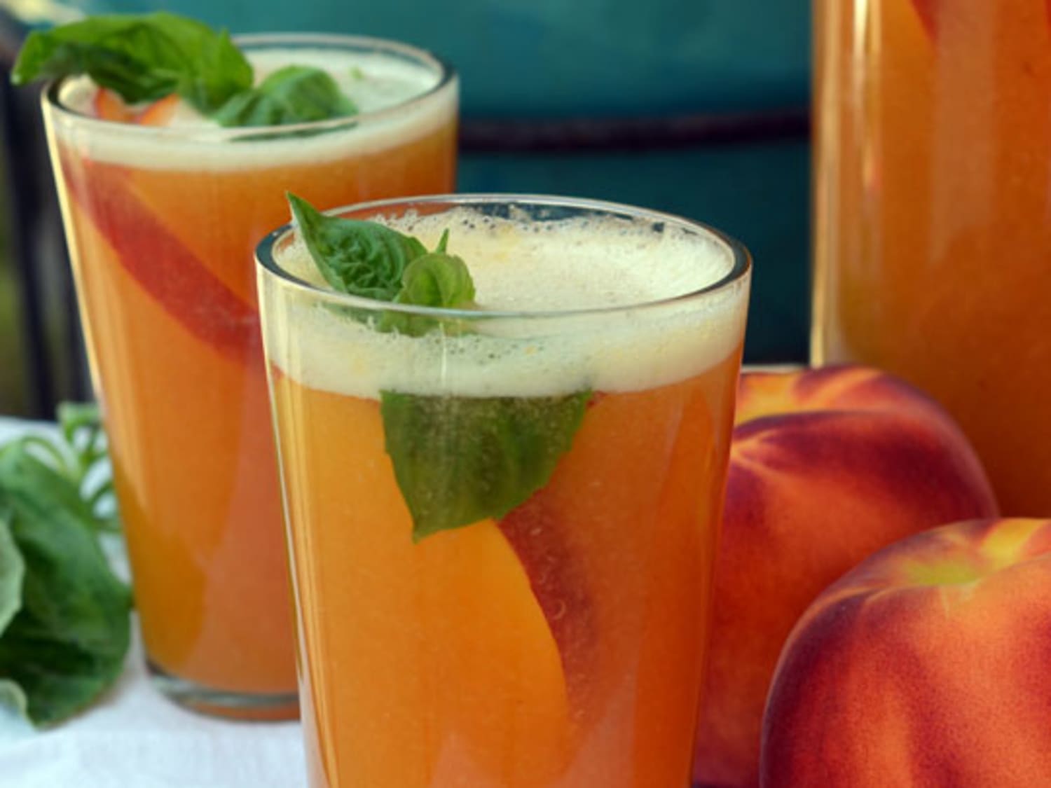 Peach Tea Sparkling Mocktail - Floured Frame