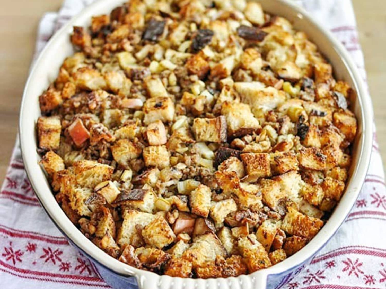 traditional bread & sausage stuffing - hot for food