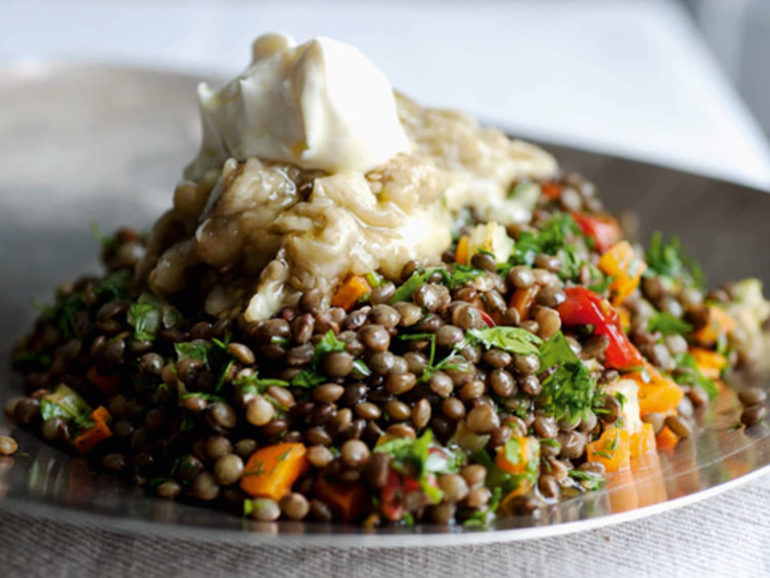 Lentils With Broiled Eggplant Kitchn