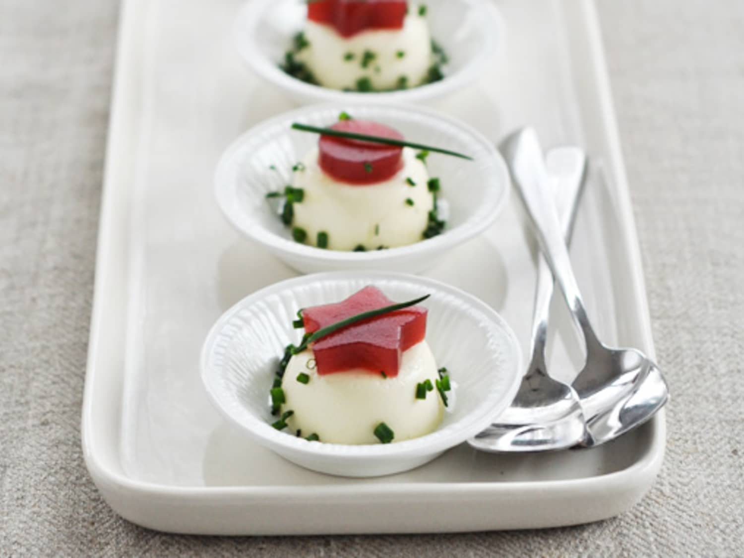 Koning Lear Rijpen scherp Thanksgiving Amuse-Bouche: Savory Goat Cheese Panna Cotta with Canned  Cranberry Jelly Cut-Outs | Kitchn