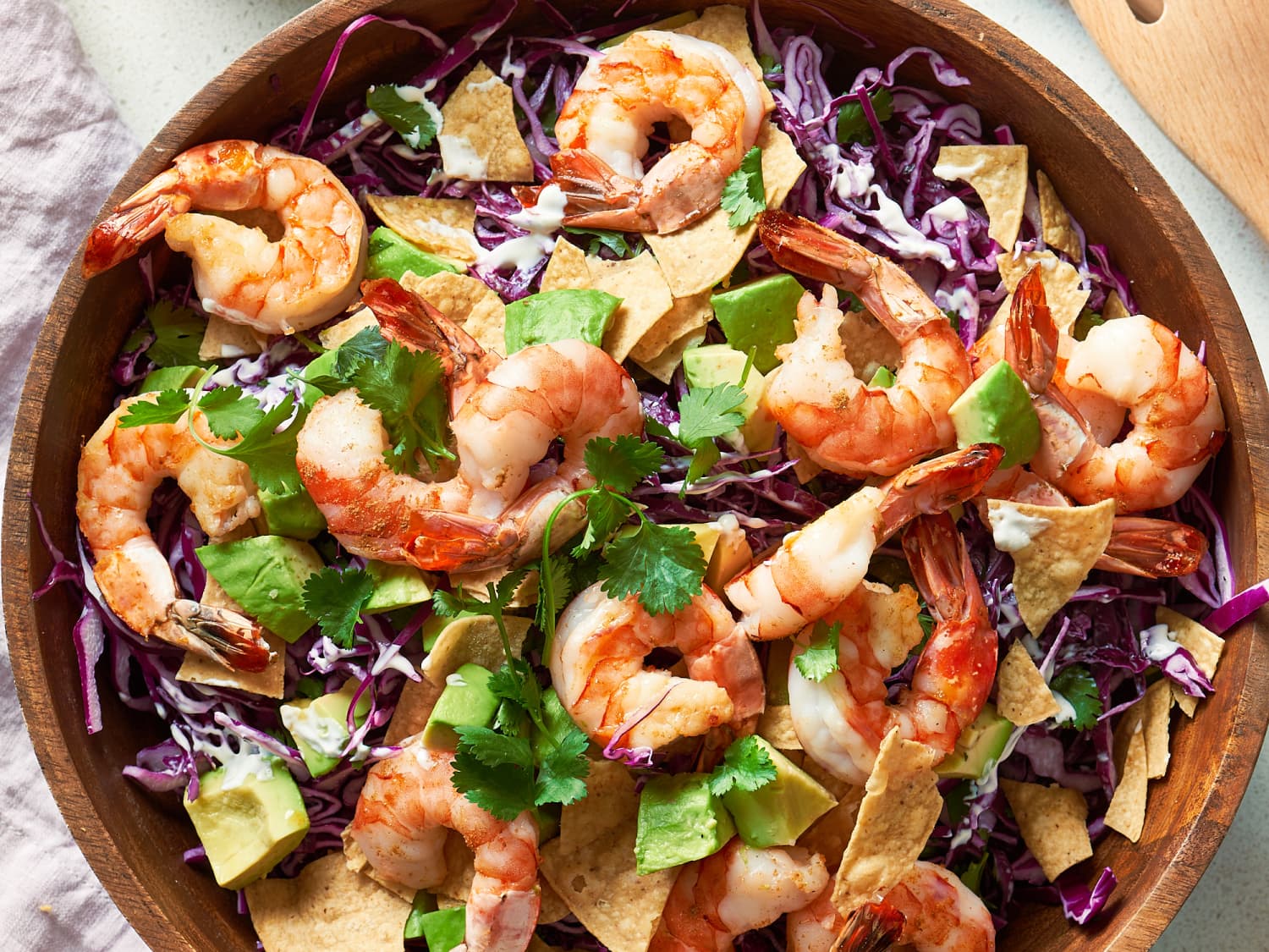 Taco salad bowls with prawns recipe