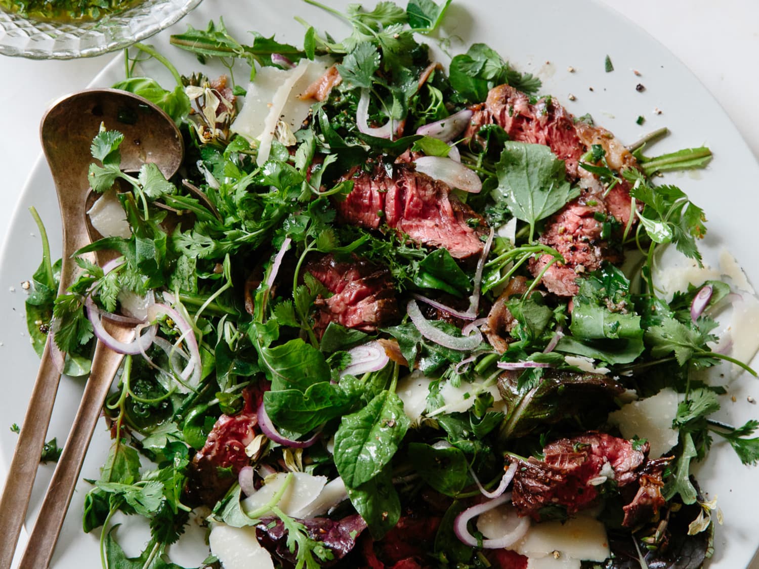 Hanger Steak With Dandelion Arugula And Grana Padano Kitchn