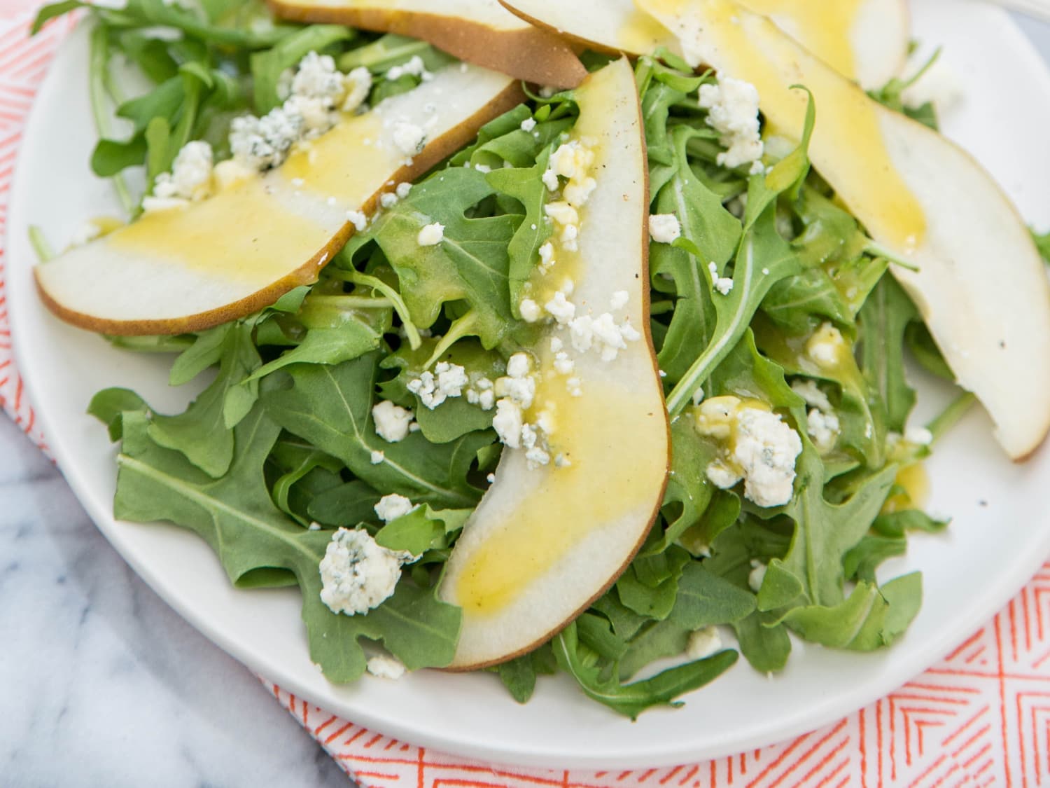 Recipe Arugula Pear Blue Cheese Salad With Warm Vinaigrette