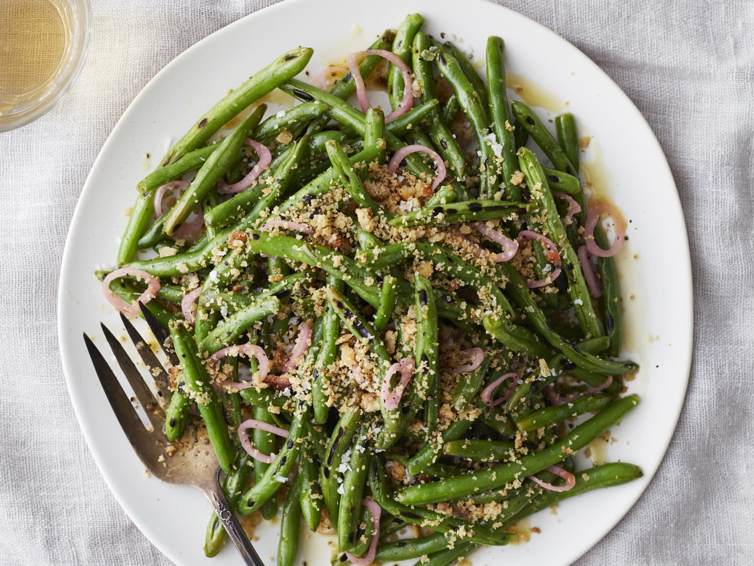 Blistered Green Beans with Pickled Shallots and Toasted Breadcrumbs