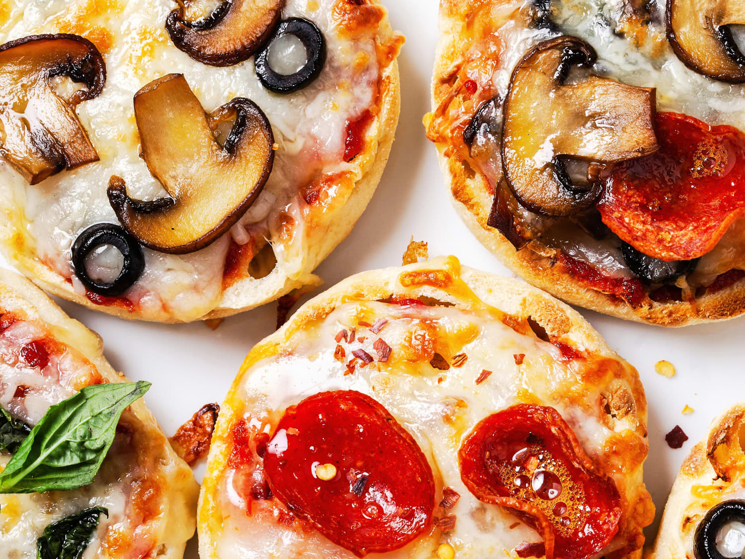English muffin pizza in shop toaster oven