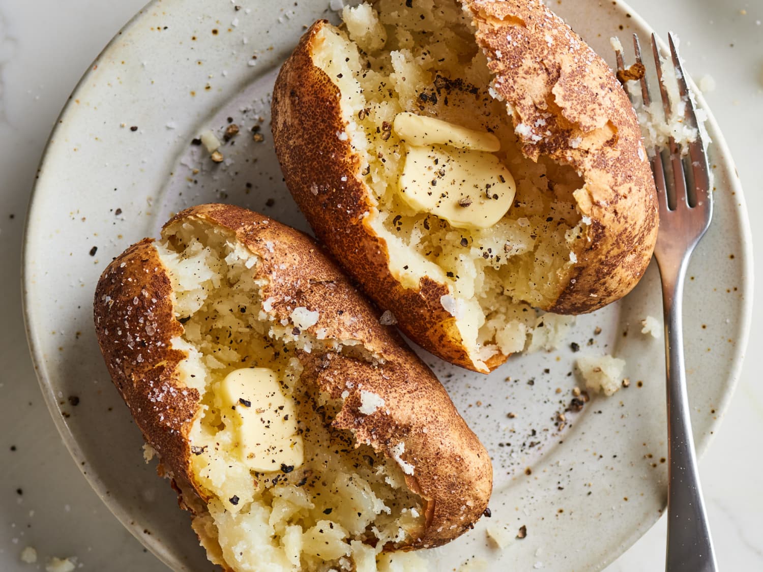 Baked potato store in oven