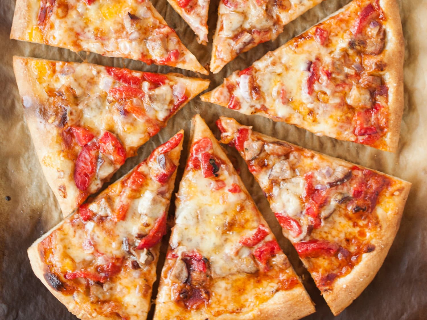 Recipe Pizza with Roasted Red Peppers Sausage Jack Cheese