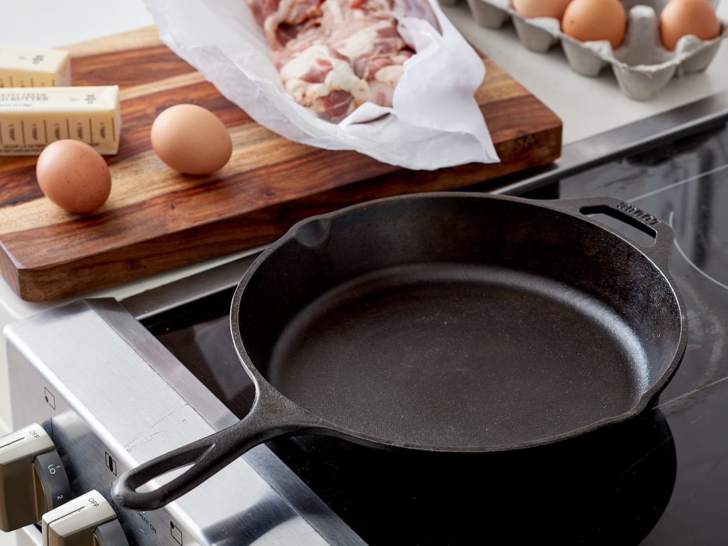 Cast iron griddle on glass top stove top