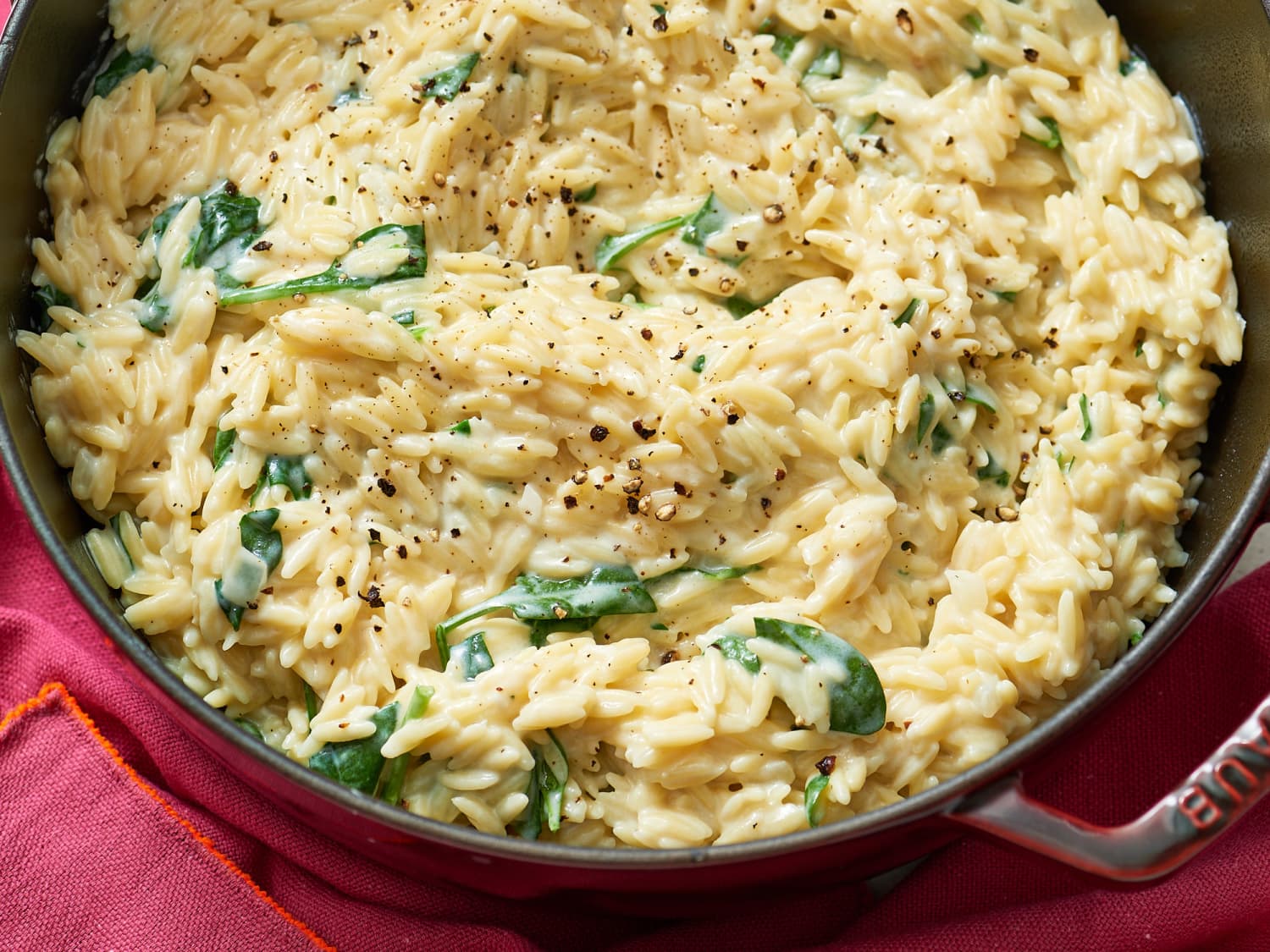 One Pot Spinach Orzo with Parmesan
