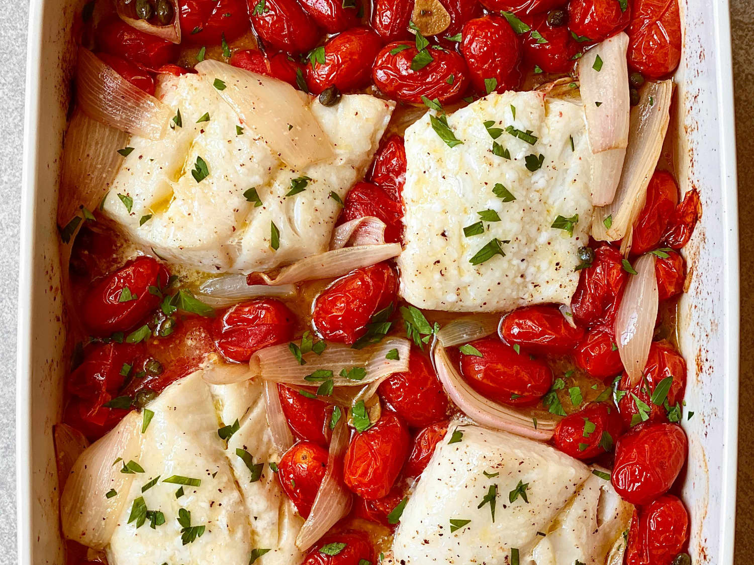 Cod on sale with tomatoes