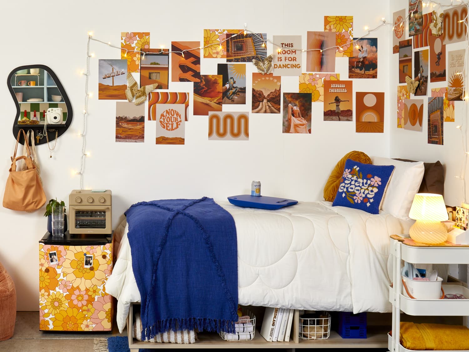 How to Decorate Your Dorm Fridge with an Easy Wallpaper Hack | Dorm Therapy