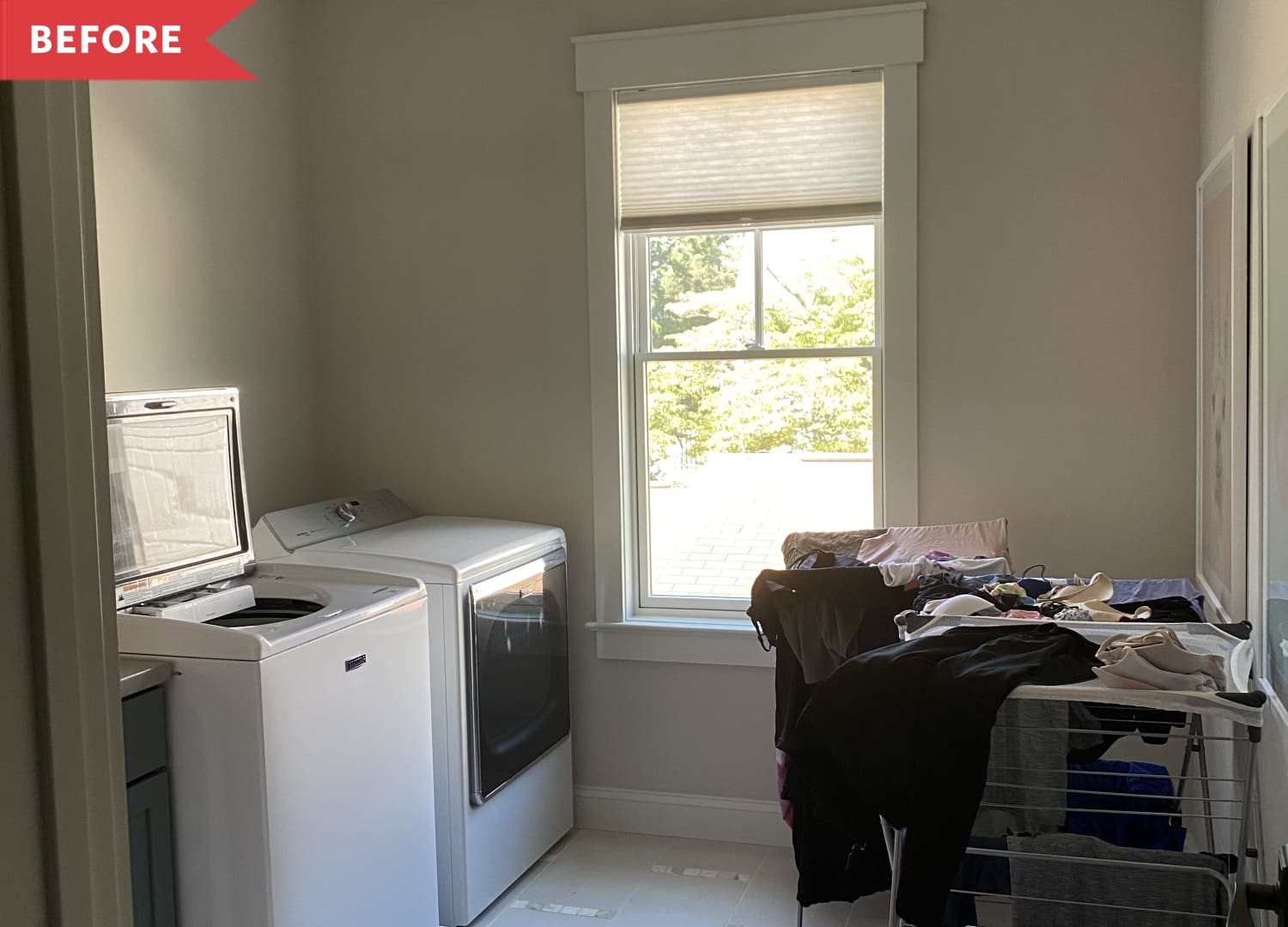 Before and After: Smart Yet Simple Swaps Make a “Dark and Drab” Laundry Room Feel Bigger and Brighter