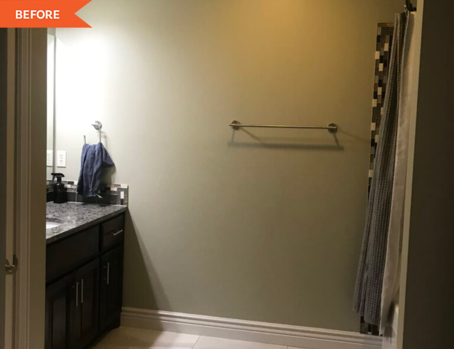 Before and After: This No-Demo $500 Bathroom Redo Features a DIY Concrete Wall