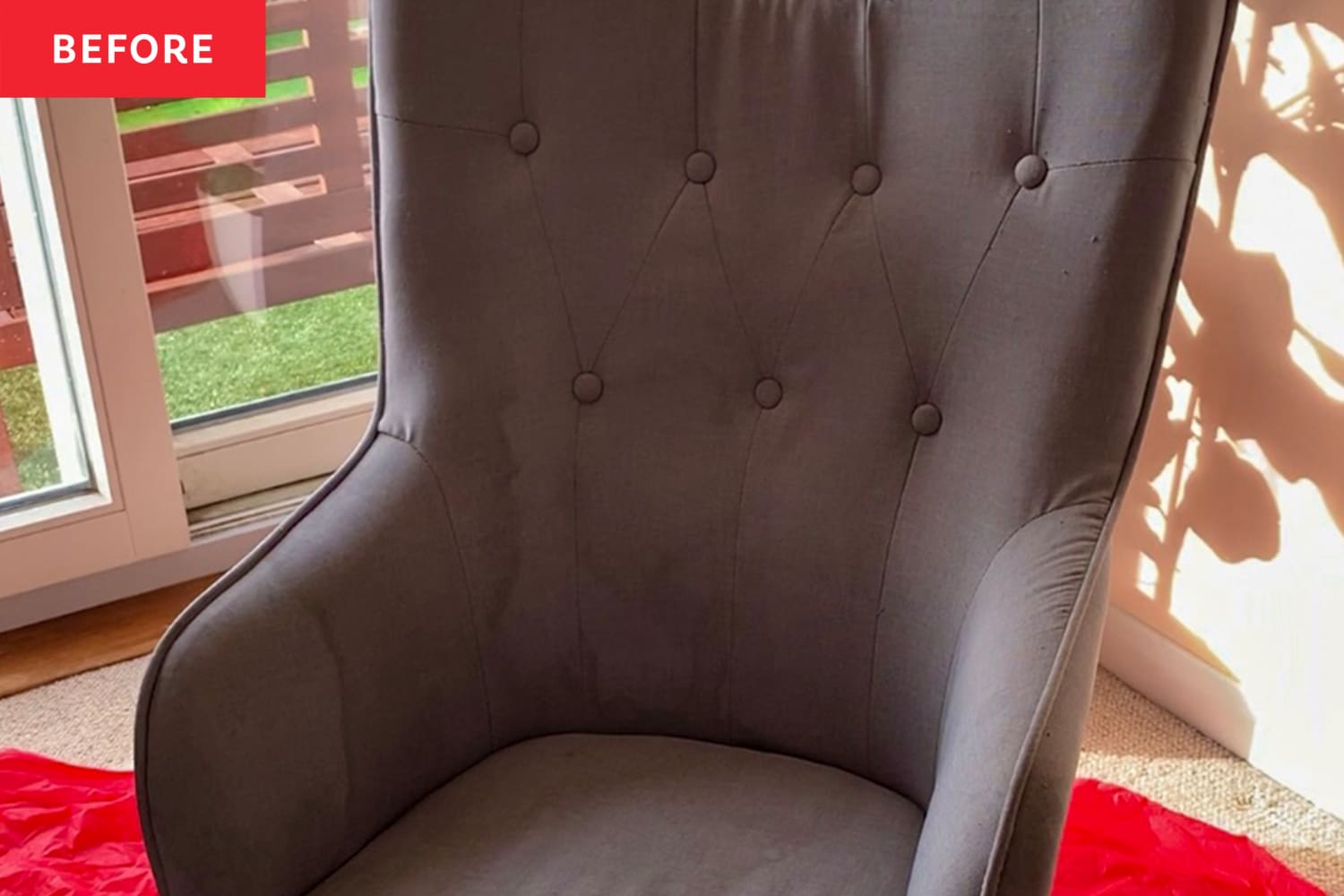 An Old, Stained Fabric Chair Looks Brand-New After a $46 Paint Makeover
