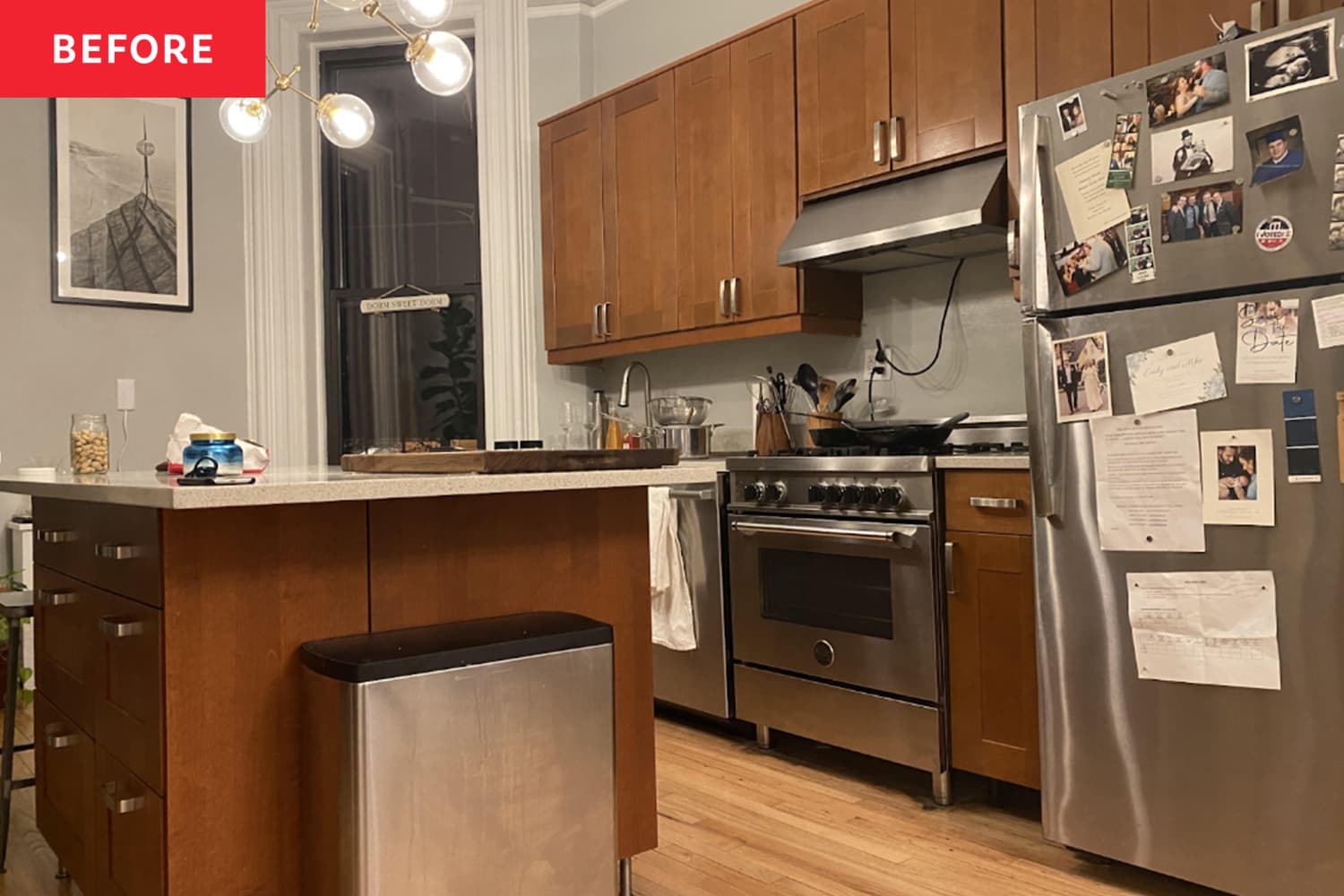 Before & After: Bold Blue Cabinets Completely Transform a Bland Brown Kitchen