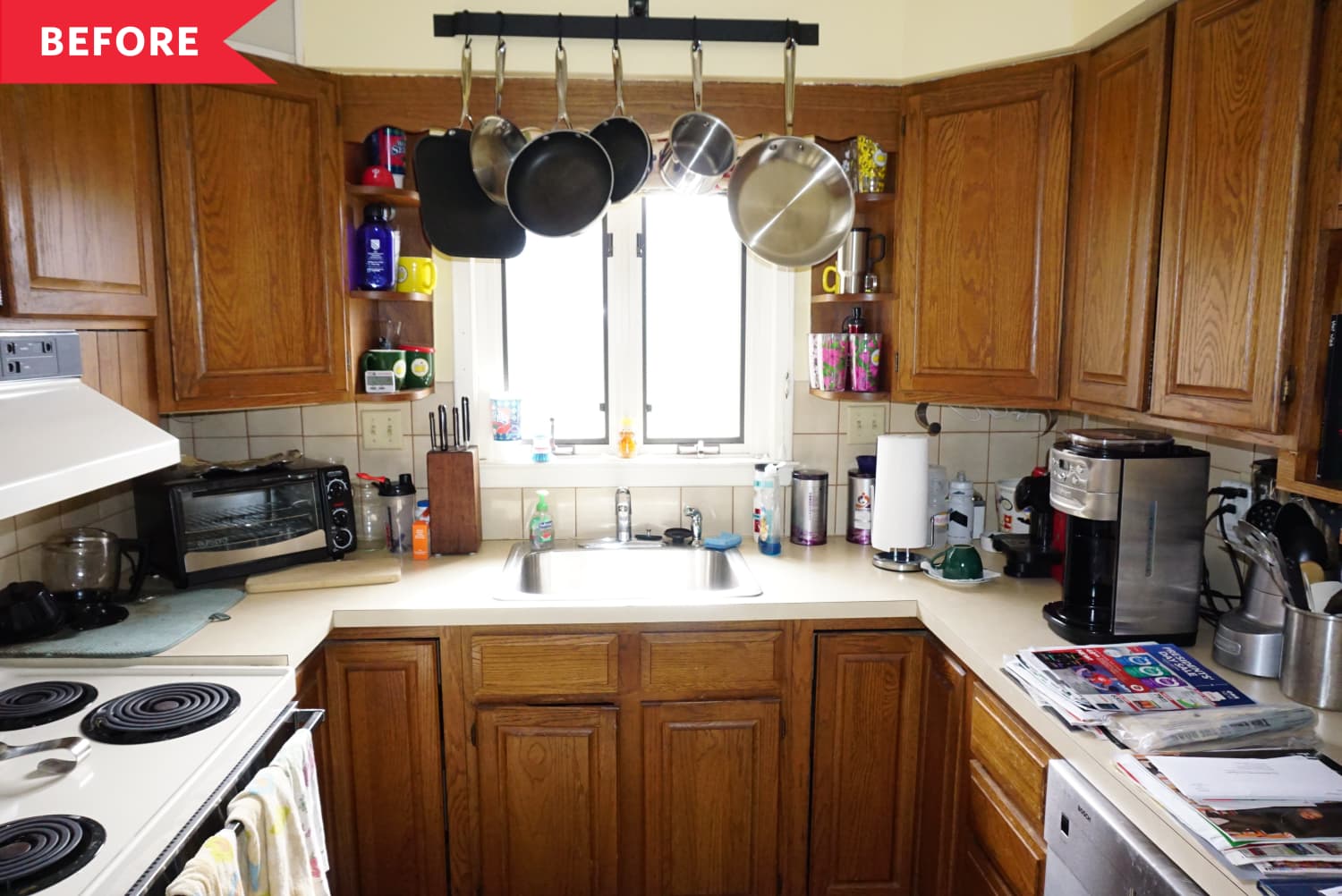 Before and After: A Home Stager Brought This Tiny Kitchen “Trapped in the ‘80s” to the Present