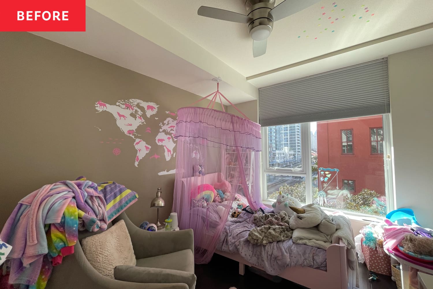 Before and After: A Built-In Loft Doubles the Space in a Tiny Kids’ Room with Sweet Touches