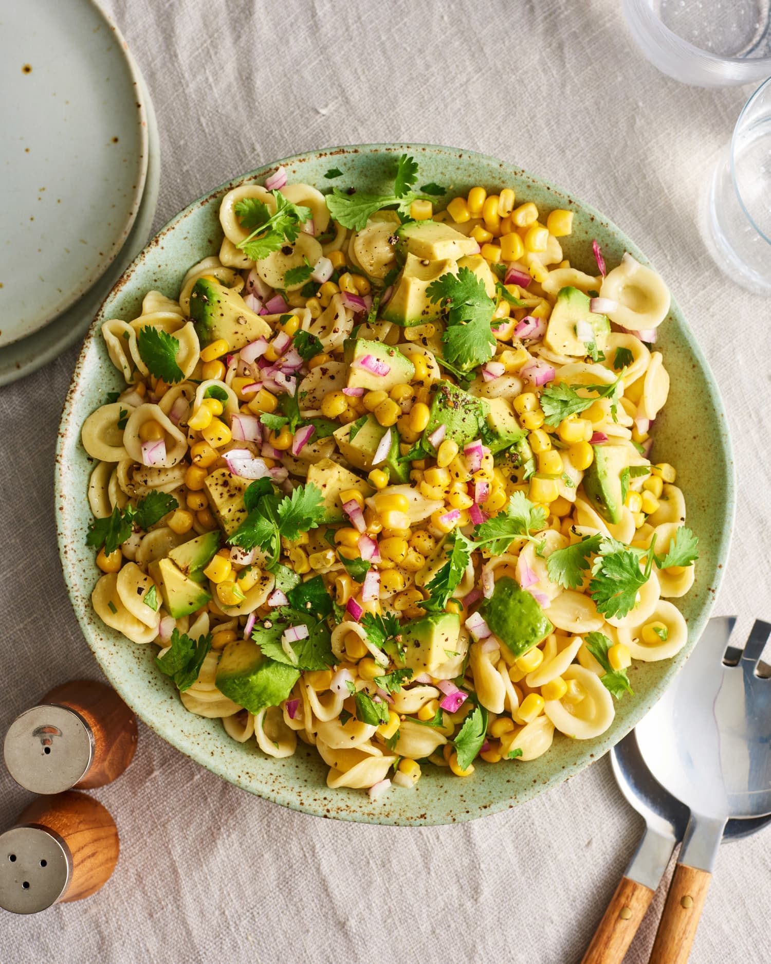 Corn and Avocado Pasta Salad with Cilantro and Lime