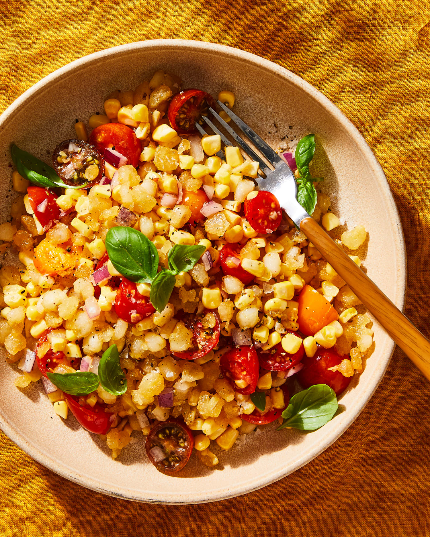 Popped Hominy Salad with Fresh Corn and Basil Is Summer in a Skillet