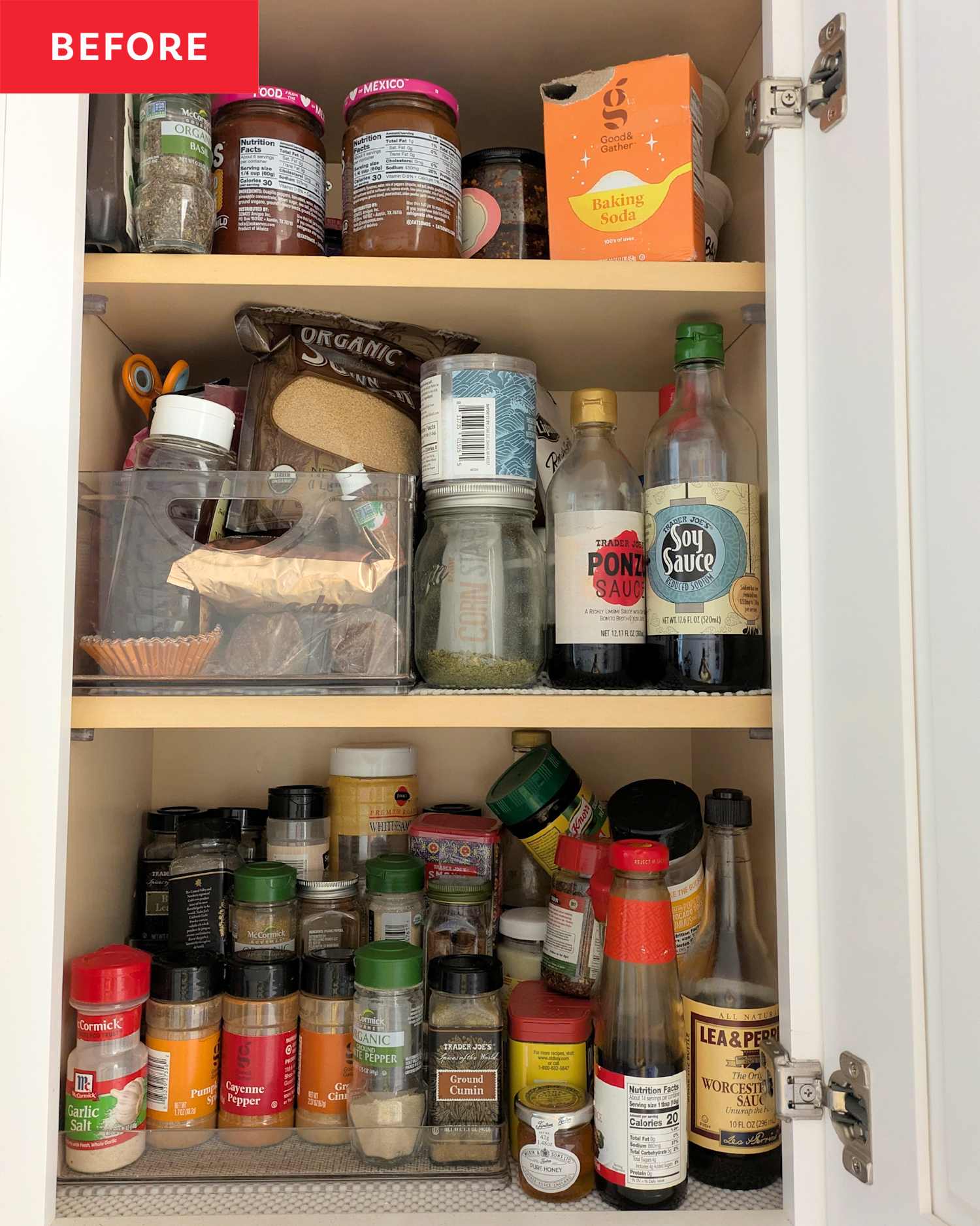 I Tried the “Chaos Method” to Declutter My Messy Spice Cabinet, and It’s Never Been More Organized