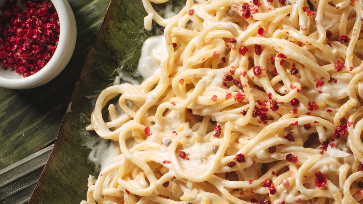 Ginataan Pancit Canton Noodles with Miso and Pink Peppercorns Recipe-image
