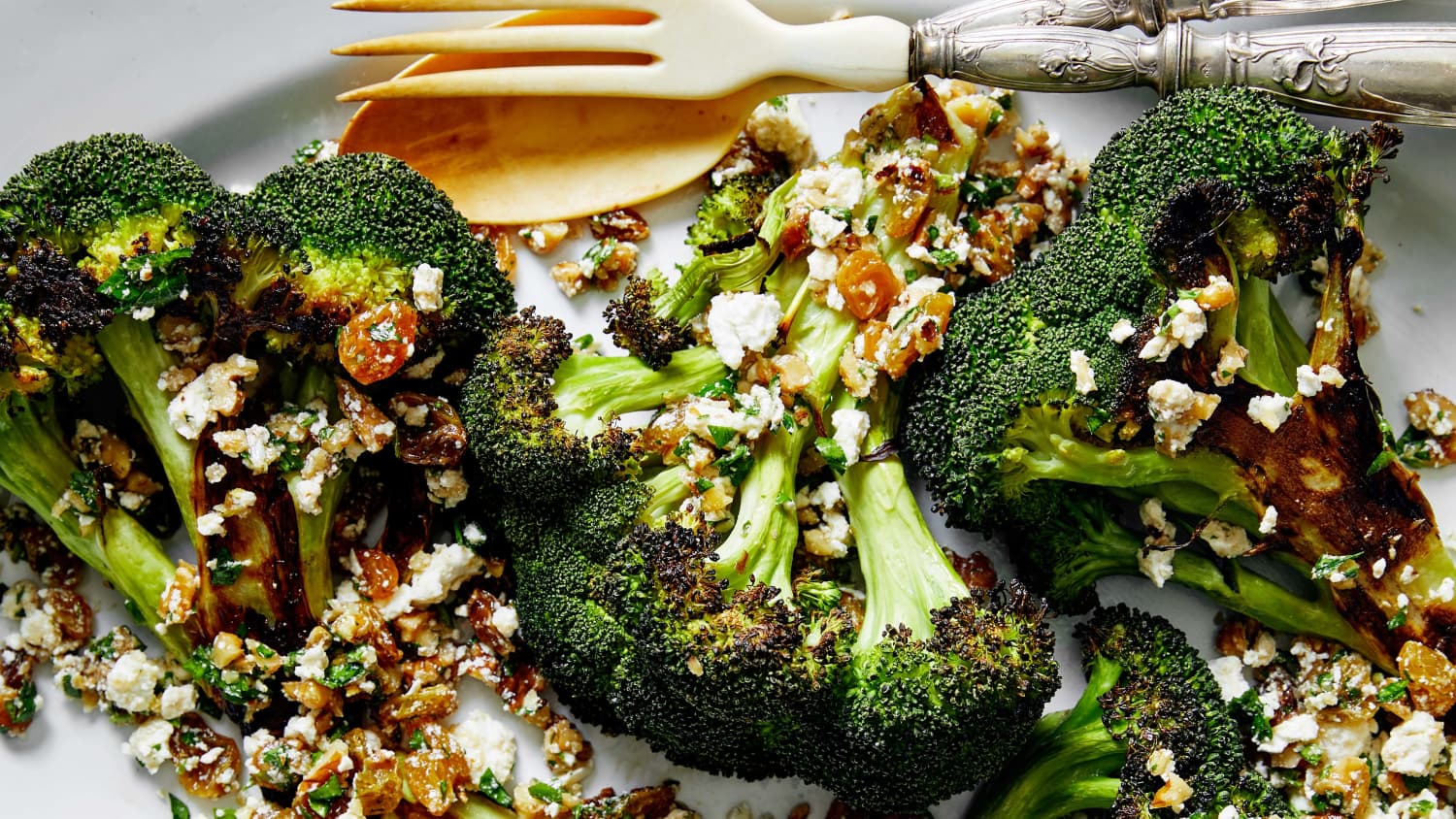 Broccoli Steaks with Walnut-Raisin Salsa-image