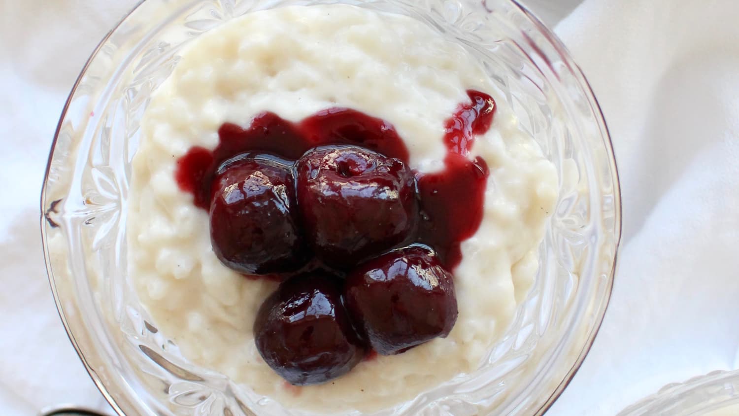 Coconut Milk Rice Pudding with Tart Cherry Sauce-image