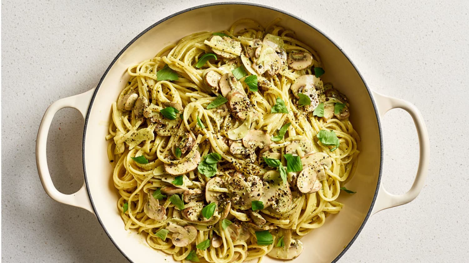 One-Pot Creamy Mushroom Pesto Pasta-image