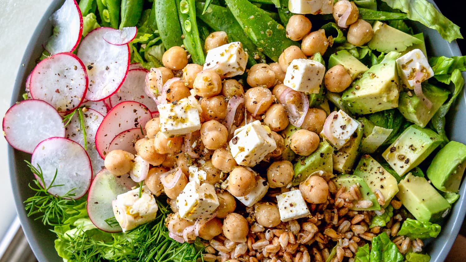 Marinated Chickpea and Feta Salad with Spring Veggies-image